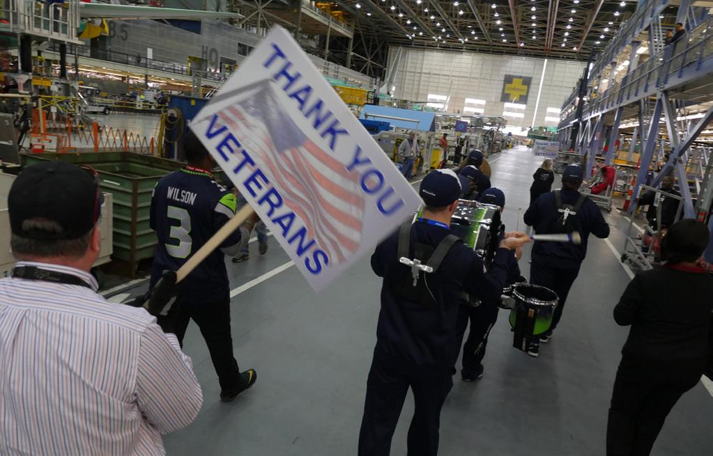 Veterans & Military More than 2,000 service members, veterans and their families assisted via Boeing grants More than 10,000 veterans employed by Boeing in Washington Top Ten Companies for Veterans
