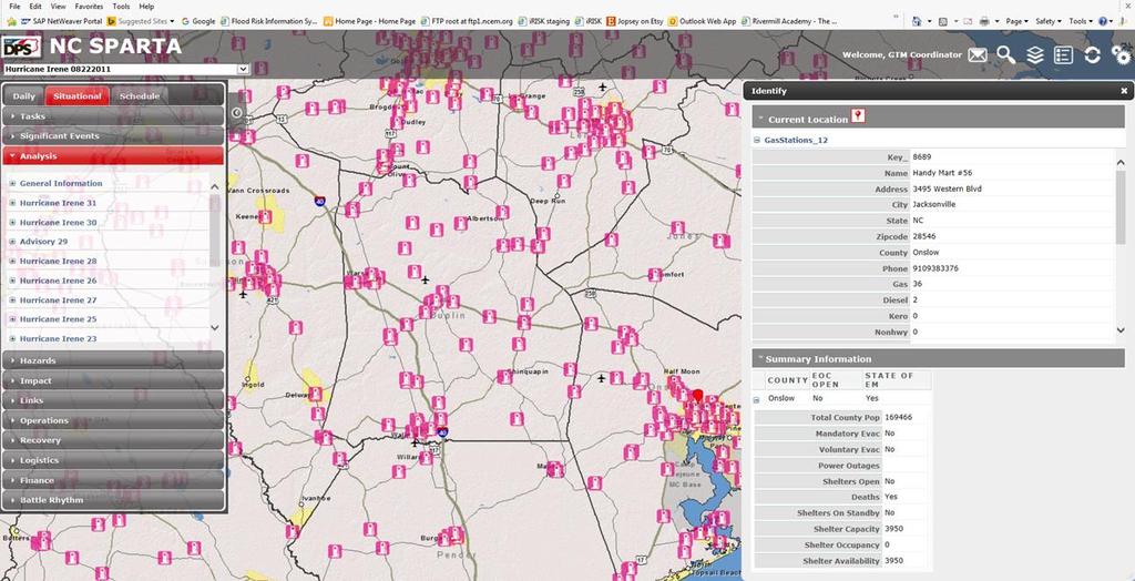 Fuel station layer in NCSPARTA (WebEOC) Incorporates fuel stations into State s crisis management