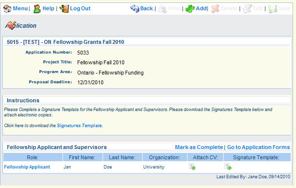 6. Click on the Attach icon on the right hand side under the Attach CV column to browse and attach the Fellowship Applicant s CV. 7.