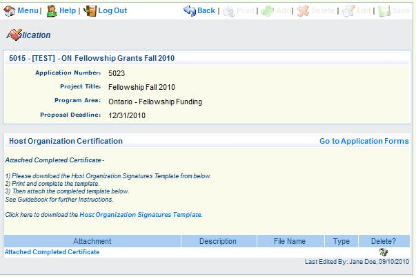 8.20 Host Organization Certification This application component certifies, through signatures from two Project Host Organization signing officers (Department Head or Dean and Executive Authority)