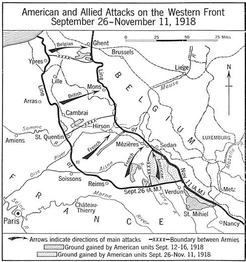 Figure 3. Allied offensive September 1918 Source: United States Army Center of Military History, American Armies and Battlefields in Europe: A History, Guide, and Reference Book.