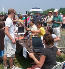 2007 Central New York Rocket Team Challenge Fierce Competition in Withering Heat Mission Control data acquisition table, manned by Syracuse University and MOST staff.