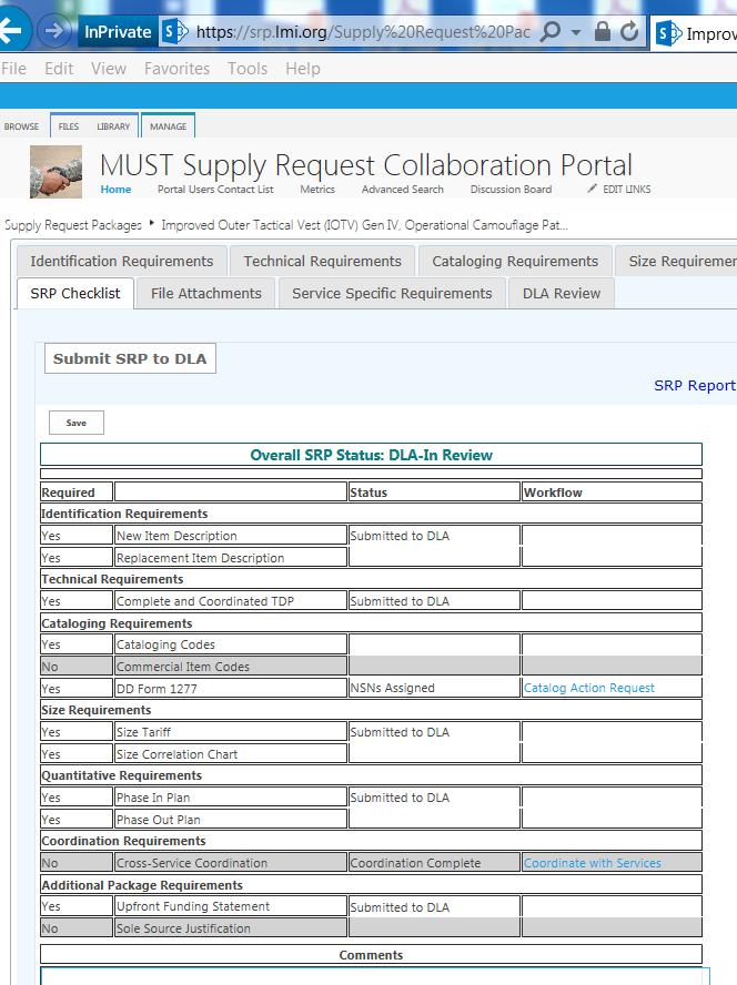 Supply Request Collaboration Portal Electronic SRP Checklist Legacy Hardcopy Checklist