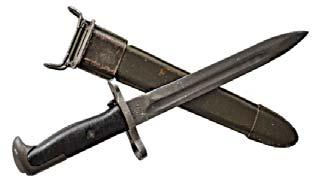 Bayonet is US manufacture. Scabbard may be of original foreign manufacture (not current reproduc on). ITEM # PB002 Garand Bayonet Model M5A1 with M8A1 Scabbard......................................... $45.