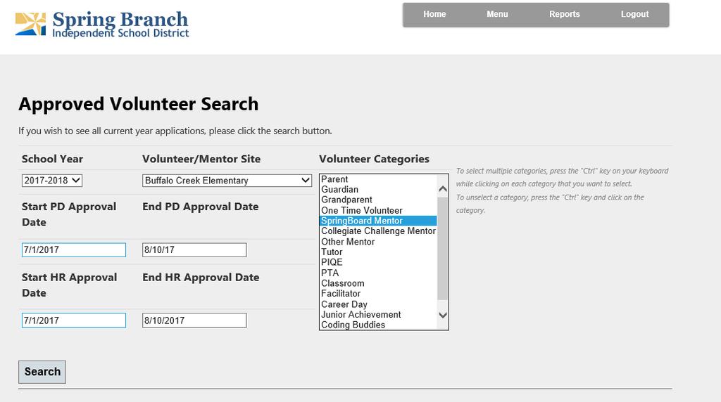 2.Based on the information you want the report to provide, use the drop-down menus to filter the correct information.