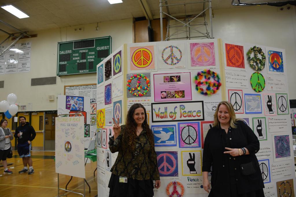 The Wall of Peace Students reached across grades and disciplines in Mrs.