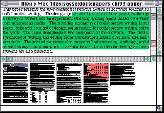 , 1993) Graphics, synchronous GroupDesign (Karsenty & Beaudouin-Lafon, 1992) Group Outline Viewing Editor concurrent