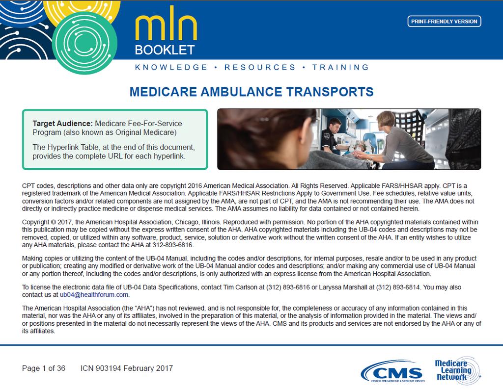 Ambulance MLN Booklet https://www.cms.