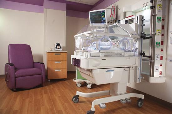 Breast-feeding lounges, comfortable family support areas and enlarged patient rooms add to the comfortable and welcoming environment.