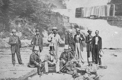 I. Foreign Issues Secretary of State William Seward, far right, with British Minister Lord Lyons, sitting third from right, and other international diplomats at Trenton Falls, NY. A.
