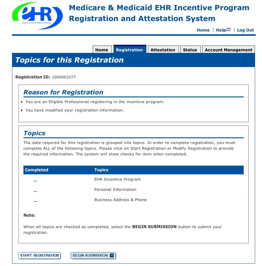 Step 5 Reason for this Registration Review and follow the registration instructions below. Click on START REGISTRATION to continue with the Topics for this Registration.