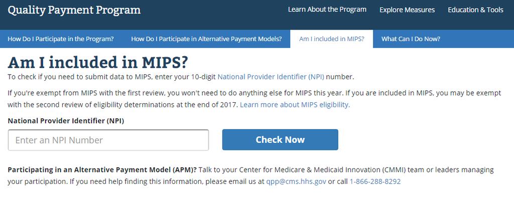 Getting Started: MIPS Participation Look-Up Tool Enter
