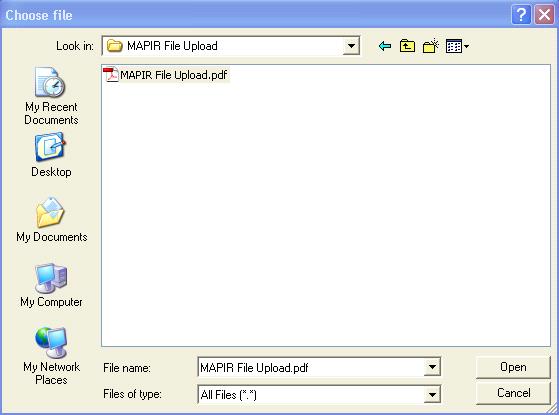 Step 7 Submit Your Application MAPIR User Guide for Eligible Hospitals The Choose file dialog