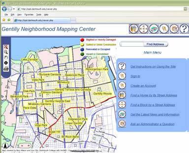 Gentilly Neighborhood GIS (Geographic Information System) Dartmouth Geography Assistant Professor Xun Shi and research assistant Benjamin Wilson have produced the Gentilly Neighborhood Mapping Center