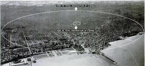 An H-bomb would wreak total destruction on an area 20 miles in