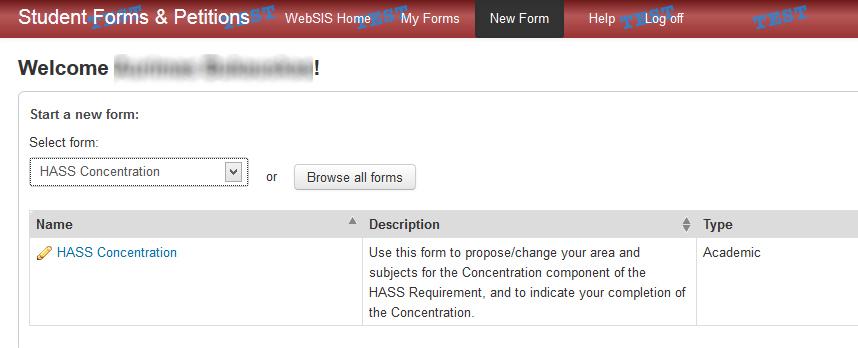 Student Forms and Petitions: HASS Concentration Form A Quick Guide for Students Use the online HASS Concentration Form to propose a Humanities, Arts and Social Sciences (HASS) Concentration.