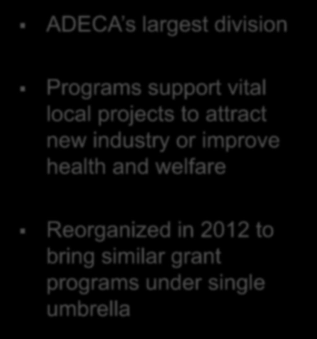 Community and Economic Development Division ADECA s largest