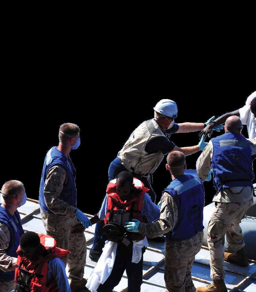 While transferring humanitarian supplies to the skiff, the passengers rushed to one side and the skiff began taking on water, quickly capsizing and sinking rapidly,