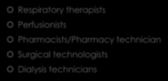 Careers Grouping Five Respiratory therapists Perfusionists