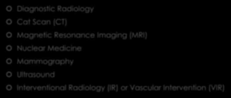 Exploring Radiology Activity: Diagnostic Radiology Cat Scan (CT) Magnetic Resonance Imaging (MRI)