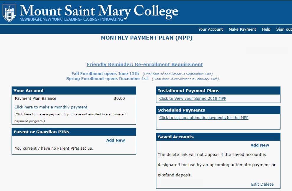 In the Scheduled Payments section, select Click to setup automatic payments for the MPP.
