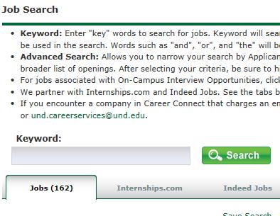 Here s a screen shot of what an email could contain when you set up a Job Agent: Partner sites are also available next to the [Jobs] tab, under the predefined search for Co-op and Internship.