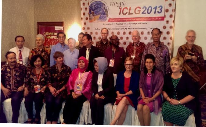 Guest speakers along with the Rector of UNTAG, Dr. Ida Aju Brahmasari pose during the closing of the 4 th International Conference on Local Government.