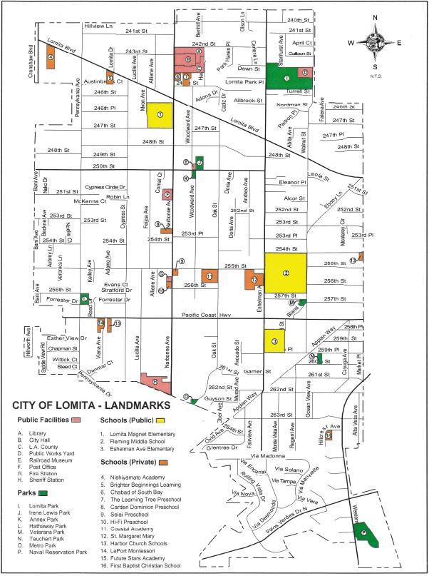 Map: City of Lomita Facilities City of
