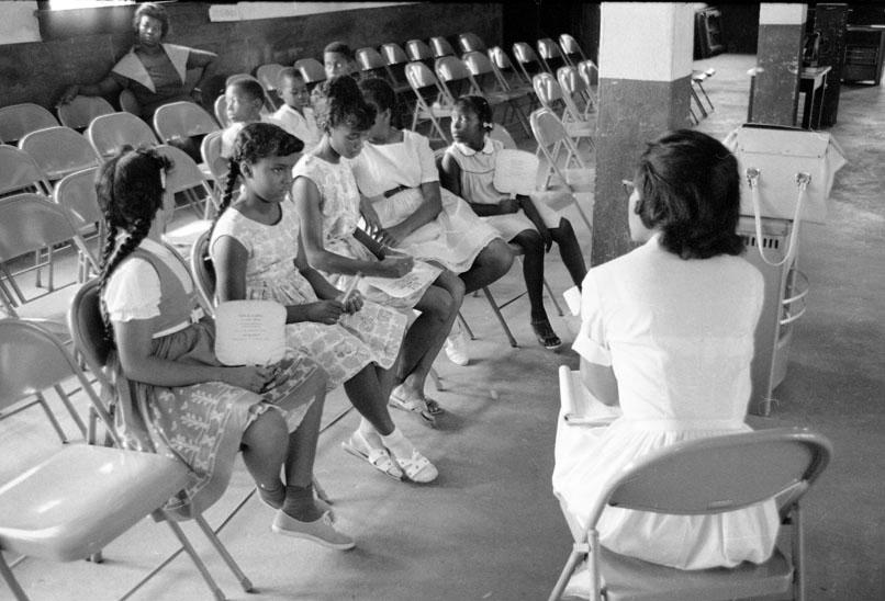Volunteer Carolyn Reese teaching a Freedom School class at an African-American church in Hattiesburg, Mississippi, during Freedom Summer 1964.