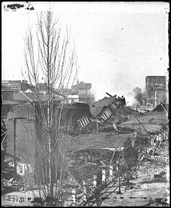 Ruins of Atlanta railroad station CSA troops