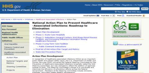 HHS National Action Plan The Department of Health and Human Services developed a national plan to address infections in LTCFs Priority goals include reporting and prevention of C.