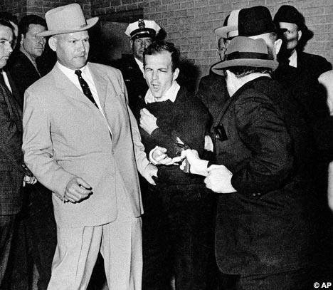 Oswald Shot Two days later, TV cameras showed Oswald being transferred between jails.