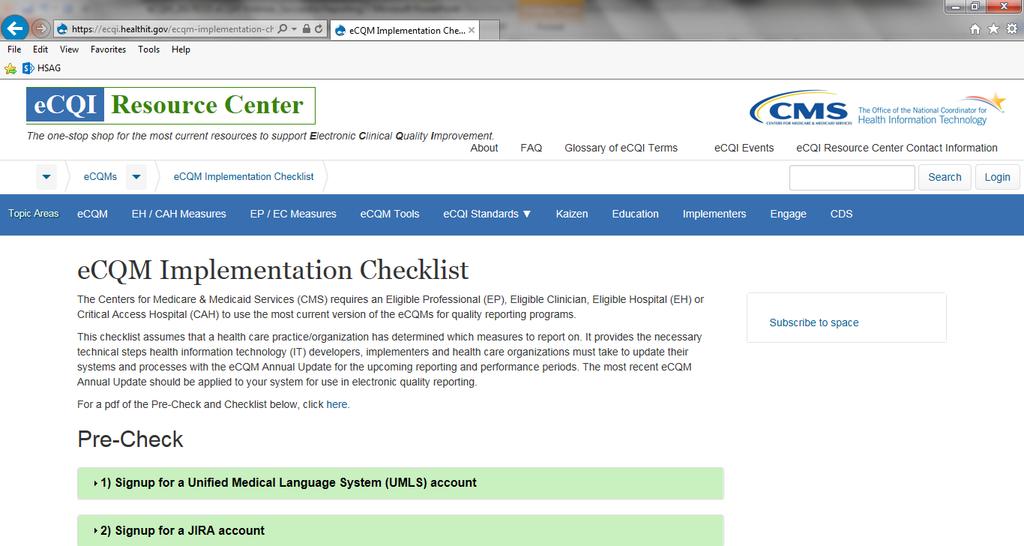 ecqm Implementation Checklist To review the pre-check and checklist