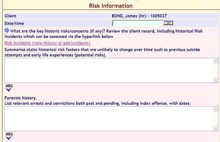 Revise and update the Crisis/Relapse Plan within the Recovery Care Plan to include the clients risk signature Link relevant Progress Notes to the Risk History functionality.