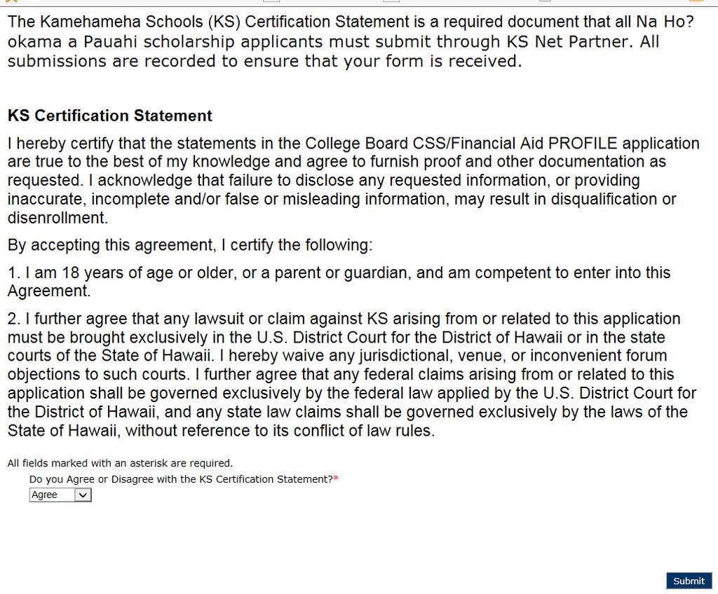 Step 2 Submit KS Certification Statement via KS Net Partner Student Portal 1.