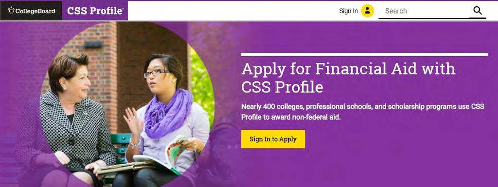 Step 1 CSS PROFILE Online Application Login to: cssprofile.