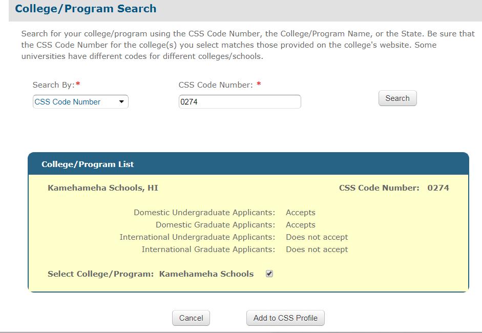 Step 1 Application Process 1. SEARCH by CSS Code Number:0274.