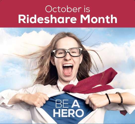 October is Rideshare Month! Take the pledge by September 30 date and win!