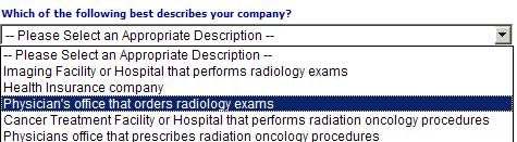 Select Physician s office that orders radiology exams 3.