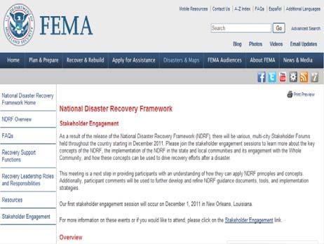 Building (FEMA) Economic (Commerce) Health and Social Services (HHS) Housing (HUD) Infrastructure Systems (USACE) Natural and Cultural Resources (DOI) National Incident Management System