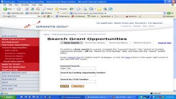 Keyword, Grant Opportunity Number, or CDFA Number.