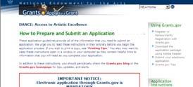 Application Instructions Page Resources Using Grants.