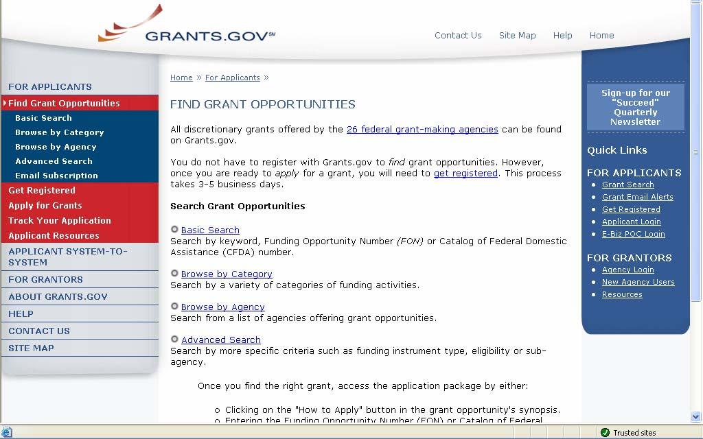 Find Grant Opportunities Grants.gov has been designed to help you search for grant opportunities throughout the federal government.