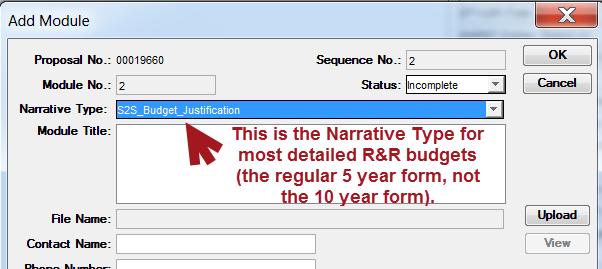 NOTE: If you choose a narrative type that is labeled "Other" or Attachments you absolutely can NOT have special characters or spaces or a return in its filename or in the Module Title.