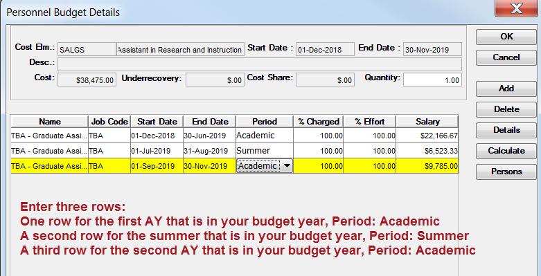 Graduate Student Salaries Graduate Students: 10 academic months and 2 summer months TWO WAYS Method #1: In this example, the AY 2019 10 month rate is $30k (this is not the real rate; this is for