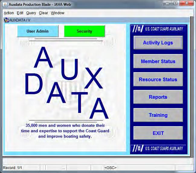 AuxData Official Auxiliary System of Records Everything known (almost) about: Members (Contact, offices, awards, activities, more) Facilities Units Principal Users: Trained specialists; controlled