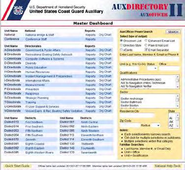 AuxDirectory (aka AuxOfficer) White and Yellow Pages of the Auxiliary Directory of all members