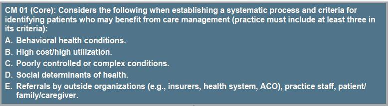 Care Management and Support Include at least three of the five