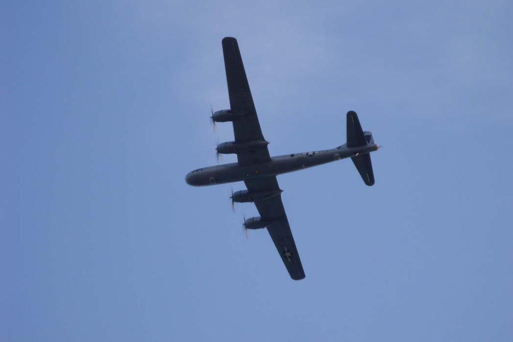 The photo below shows the B-29 flying over our bivouac site.
