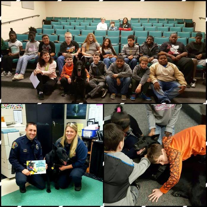 Police Officer Santilli and ACO Hancock brought Coal the department therapy dog to visit with some special students at